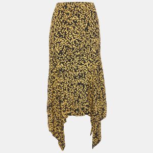Ganni Black/Yellow Floral Printed Crepe Asymmetrical Skirt L, Skirts - Luxury Closet catalog