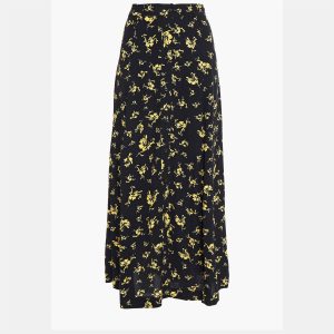 Ganni Black Floral Print Viscose Midi Skirt XS (SIZE 32), Skirts - Luxury Closet catalog