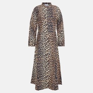 Ganni Beige Leopard Print Cotton Midi Dress S (EU 34), Dresses - Luxury Closet catalog