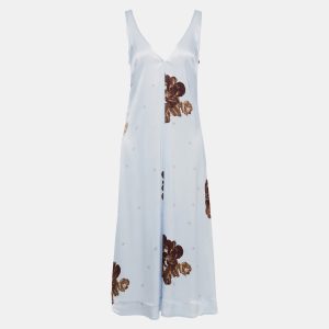 Ganni Blue Printed Satin Midi Dress S (EU 36), Dresses - Luxury Closet catalog