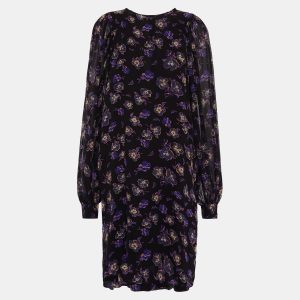Ganni Black Floral Print Viscose Knee Length Dress S (SIZE 34), Dresses - Luxury Closet catalog