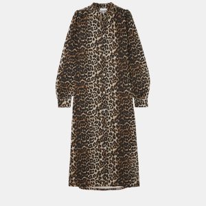 Ganni Black Animal Print Cotton Denim Midi Dress XS (SIZE 32), Dresses - Luxury Closet catalog