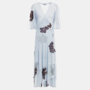 Ganni Blue Floral Print Mesh Midi Dress M (EU 38), Dresses - Luxury Closet catalog