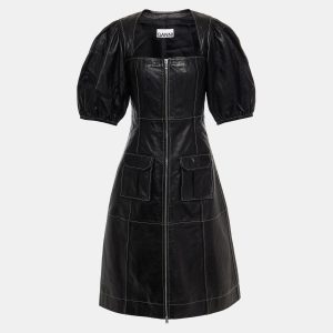 Ganni Black Leather Midi Dress S (EU 36), Dresses - Luxury Closet catalog