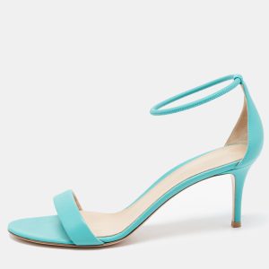 Gianvito Rossi Blue Leather Ankle Strap Sandals Size 39.5, Sandals - Luxury Closet