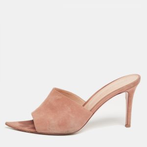 Gianvito Rossi Dusty Pink Suede Alisia Slide Sandals Size 38.5, Sandals - Luxury Closet