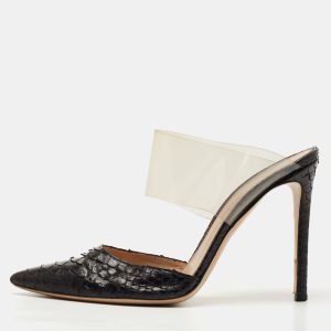 Gianvito Rossi Black Python and PVC Virtua Mules Size 38, Sandals - Luxury Closet