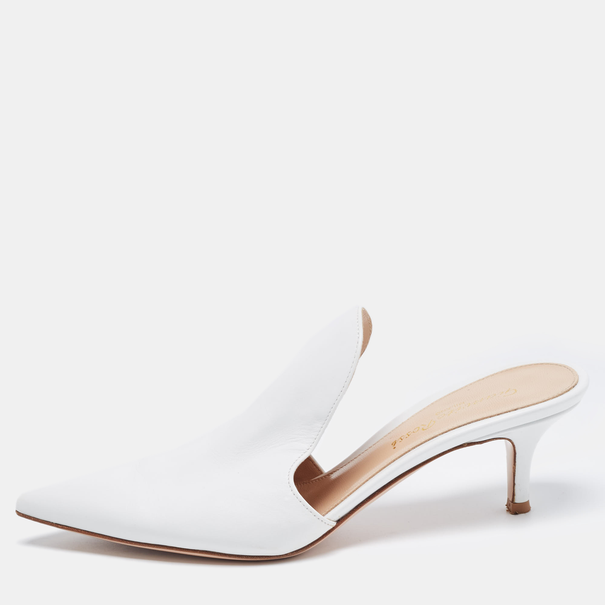 Gianvito Rossi White Leather Aramis Mules Size 36, Sandals - Luxury Closet