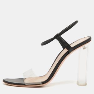 Gianvito Rossi Black Leather and PVC Portofino Ankle Strap Sandals Size 39, Sandals - Luxury Closet