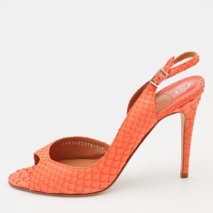 Gina Tangerine Python Peep Toe Ankle Strap Sandals Size 40, Sandals - Luxury Closet