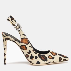 Giuseppe Zanotti Leopard Print Satin Slingback Pumps Size 37.5, Pumps - Luxury Closet catalog