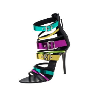 Giuseppe Zanotti Multicolor Leather Cage Sandals Size 38, Sandals - Luxury Closet
