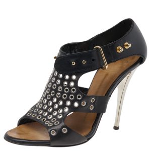 Giuseppe Zanotti Black Leather Eyelet Ankle Strap Sandals Size 36, Sandals - Luxury Closet