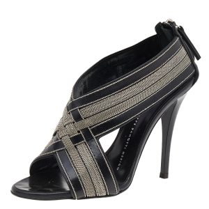 Giuseppe Zanotti Black Leather Chain Crisscross Sandals Size 36, Sandals - Luxury Closet