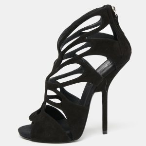 Giuseppe Zanotti Black Suede Butterfly Cutout Sandals Size 38, Sandals - Luxury Closet