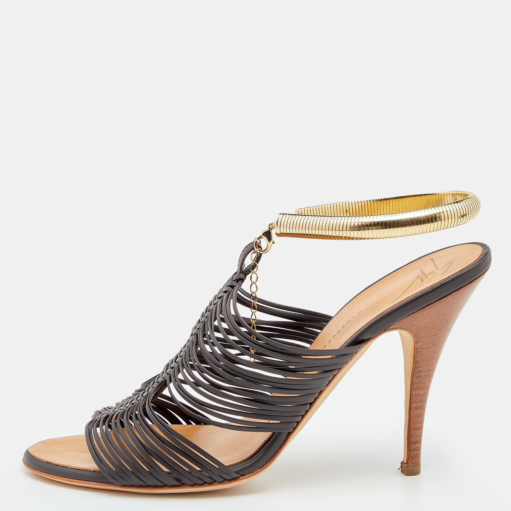 Giuseppe Zanotti Dark Brown Strappy Leather Sandals Size 38, Sandals - Luxury Closet