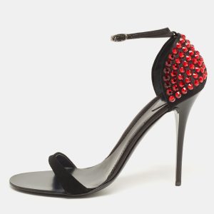 Giuseppe Zanotti Black Suede Embellished Ankle Strap Sandals Size 41, Sandals - Luxury Closet
