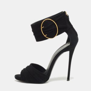 Giuseppe Zanotti Black Suede Buckle Detail Sandals Size 36, Sandals - Luxury Closet