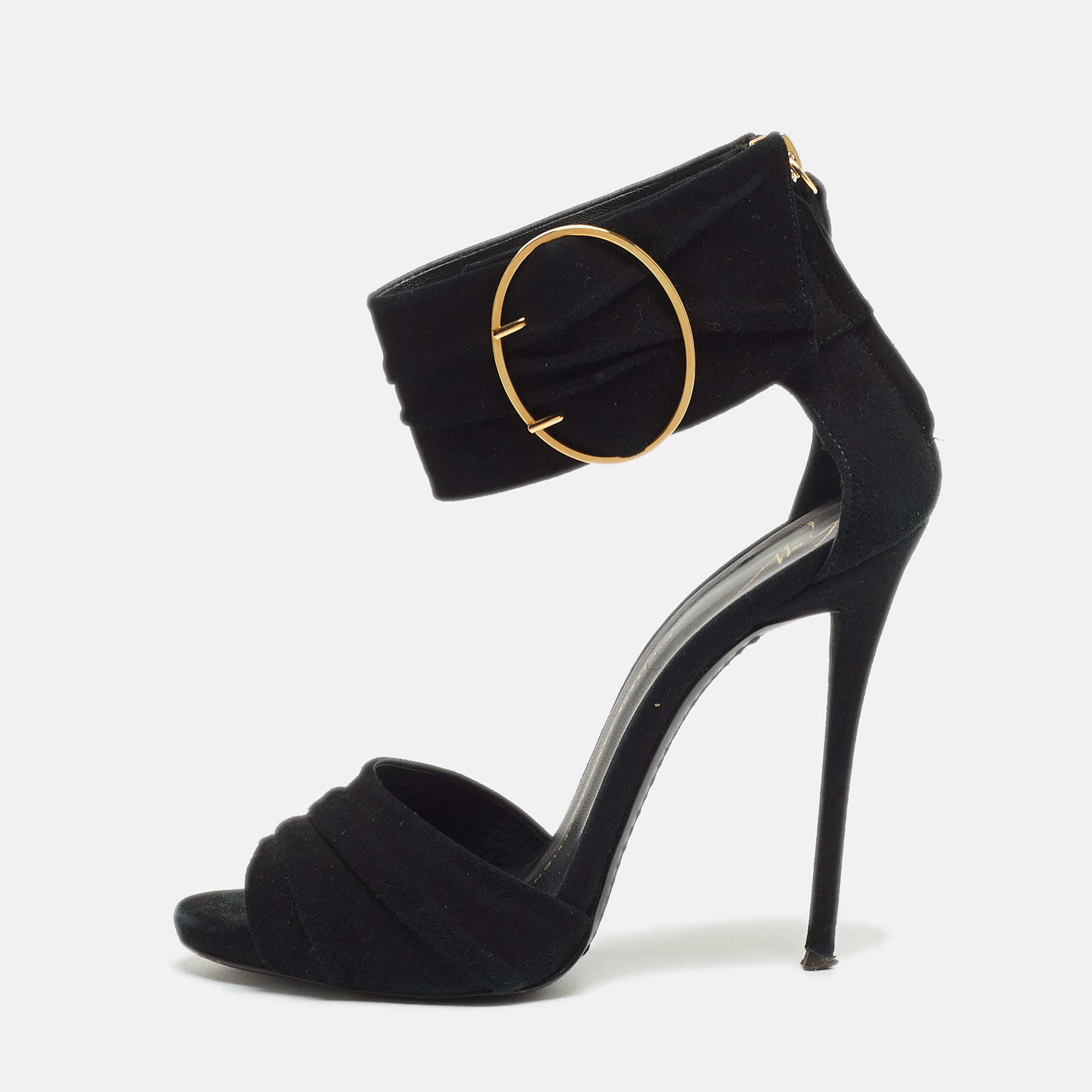 Giuseppe Zanotti Black Suede Buckle Detail Sandals Size 36, Sandals - Luxury Closet