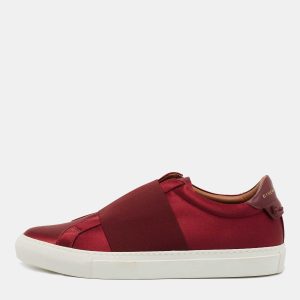 Givenchy Burgundy Satin and Elastic Band Slip On Sneakers Size 40, Athletic Shoes & Sneakers - Luxury Closet