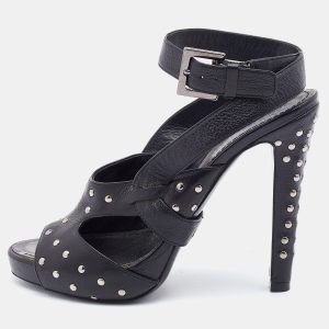 Givenchy Black Leather Studded Ankle Strap Sandals Size 37, Sandals - Luxury Closet