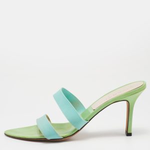 Givenchy Green/Blue Patent/Elastic Slide Sandals Size 39, Sandals - Luxury Closet