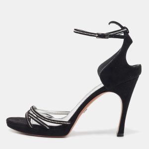 Givenchy Black Suede Crystal Embellished Strappy Sandals Size 40, Sandals - Luxury Closet