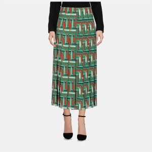 Gucci Green Chain Print Silk Midi Skirt L (IT 46), Skirts - Luxury Closet catalog