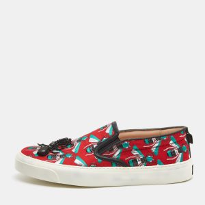 Gucci Red Bee Jacquard Fabric and Leather Ant Embellished Slip On Sneakers Size 38, Athletic Shoes & Sneakers - Luxury Closet