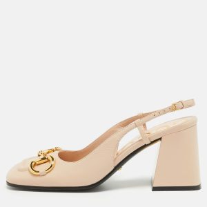 Gucci Beige Leather Horsebit Slingback Pumps Size 37.5, Pumps - Luxury Closet catalog