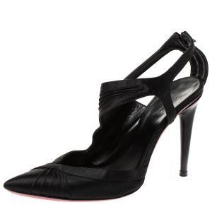 Gucci Black Pleated Satin Pointed Toe Sandals Size 35, Sandals - Luxury Closet