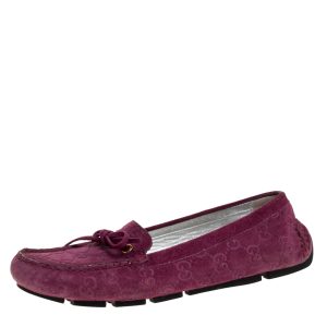 Gucci Purple GG Suede Leather Bow Slip On Loafers Size 36.5, Loafers & Slip-Ons - Luxury Closet catalog