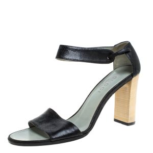 Gucci Vintage Black Snakeskin Ankle Cuff Open Toe Sandals Size 36, Sandals - Luxury Closet