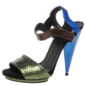 Gucci Multicolor Python Liberty Open Toe Ankle Strap Sandals Size 40, Sandals - Luxury Closet