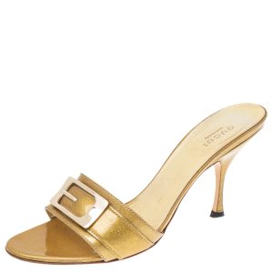 Gucci Gold Glitter Open Toe Sandals Size 36.5, Sandals - Luxury Closet