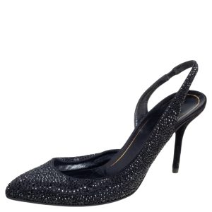 Gucci Black Crystal Embellished Satin and Suede Noah D'Orsay Pumps Size 39, Sandals - Luxury Closet