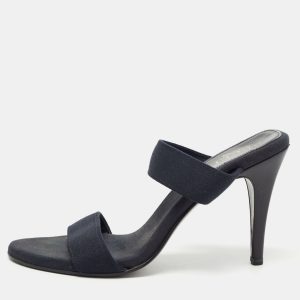 Gucci Navy Blue Canvas Slide Sandals Size  38.5, Sandals - Luxury Closet