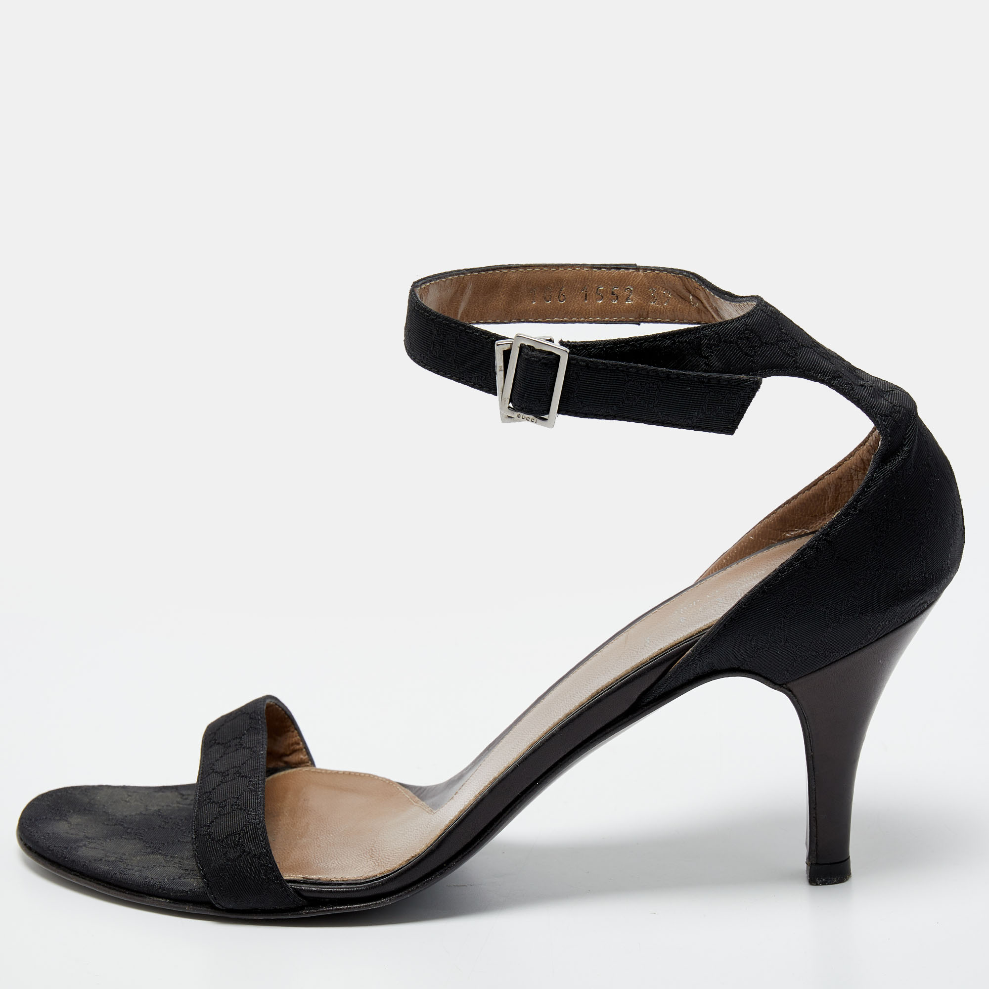 Gucci Black GG Canvas Ankle Strap Sandals Size 39, Sandals - Luxury Closet