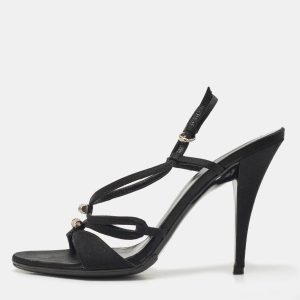 Gucci Black Satin Strappy Sandals Size 39.5, Sandals - Luxury Closet