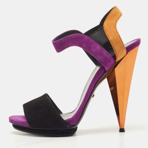 Gucci Multicolor Suede Mirrored Ankle Strap Pump Size 39, Sandals - Luxury Closet