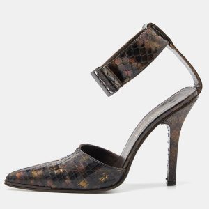 Gucci Brown Python Pointed Toe Ankle Strap Sandals Size 36, Sandals - Luxury Closet