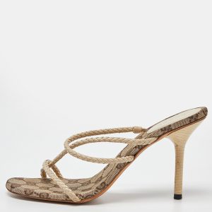 Gucci Cream Braided Leather Cross Strap Slide Sandals Size 38.5, Sandals - Luxury Closet