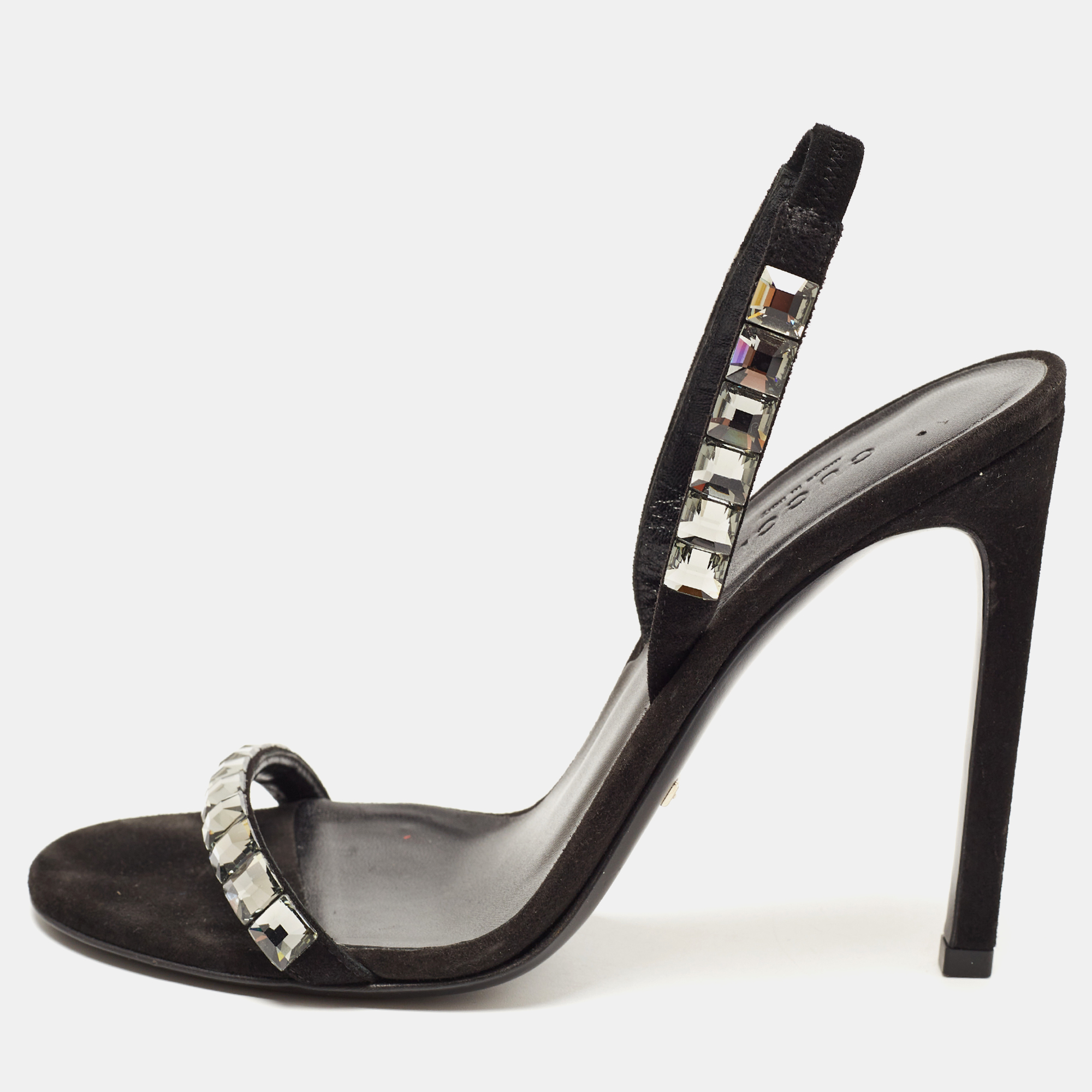 Gucci Black Suede Embellished Mallory Sandals Size 37, Sandals - Luxury Closet