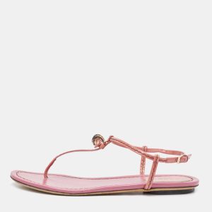 Gucci Purple Patent Bamboo Accent T strap  Sandals Size 36, Sandals - Luxury Closet