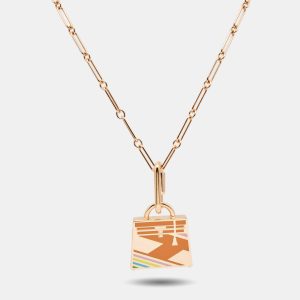 Hermes Kelly Enamel Rose Gold Plated Pendant Necklace, Jewelry - Luxury Closet catalog