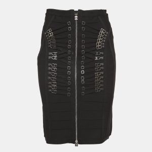 Herve Leger Black Knit Lace-Up Detail Mini Skirt M, Skirts - Luxury Closet catalog