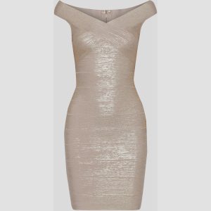 Herve Leger Metallic Pink Bandage Knit Mini Dress XS, Dresses - Luxury Closet catalog