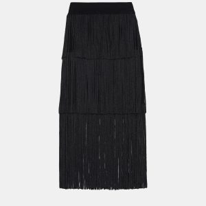 Herve Leger Black Knit Fringed Midi Skirt XS, Skirts - Luxury Closet catalog