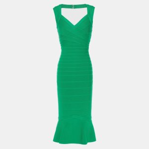 Herve Leger Green Knit Knee Length Bandage Dress XS, Dresses - Luxury Closet catalog