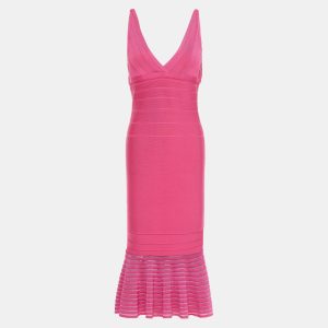 Herve Leger Pink Bandage Knit Midi Dress M, Dresses - Luxury Closet catalog